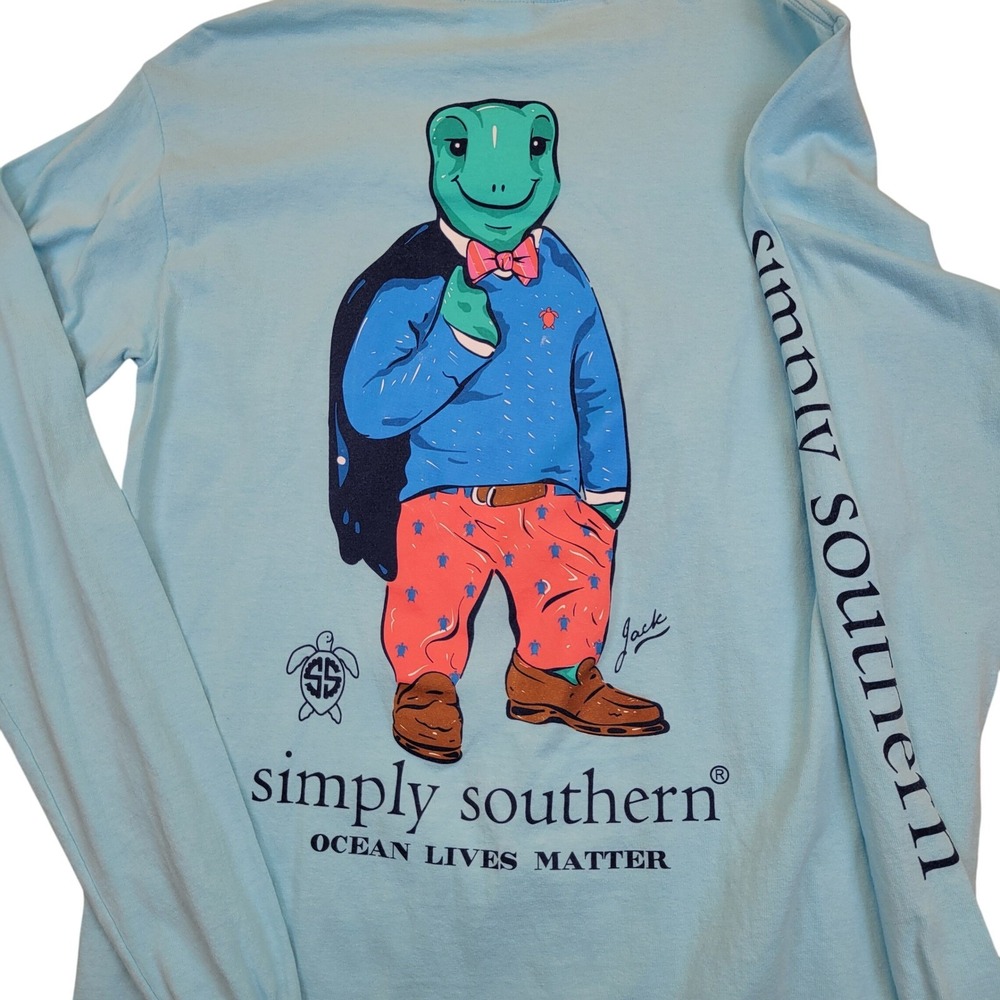 Simply Southern Womens S Ocean Lives Matter Turtle "Jack" Long Sleeve T Shirt